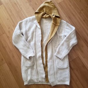Ellison White and Gold Hooded Cardigan S